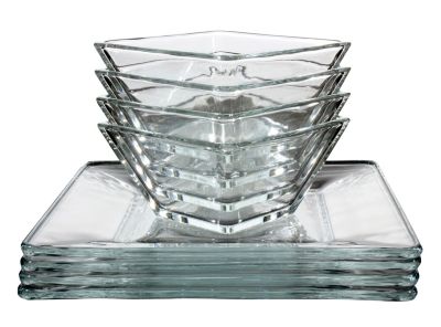 Set Libbey Vidrio Sushi-Ensalada 8 Piezas ; 4 Platos + 4 Pocillos $8.990