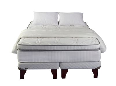 Cama Europea Flex Clasica + Colchón Maximo 2 Plazas Base Dividida+ Textiles $419.990