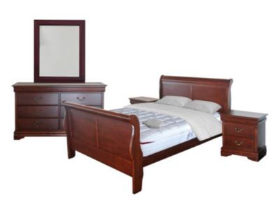 Set Louis King Body Dreams Cic + 2 Veladores + Espejo + Cómoda + Textil + Colchón $899.990