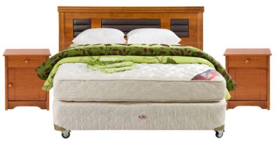 Box Americano Excellence Plus Isidora 2 plazas + Respaldo + Velador + Textil $279.990