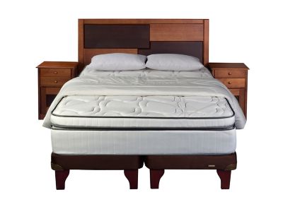 Cama Europea Flex Maximo Colonia 2 Plazas Base Dividida + Respaldo + 2 Veladores + Textil $579.990