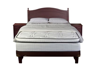 Cama Europea Flex Maximo Dresden 2 Plazas + Respaldo + 2 Veladores + Textil $559.990