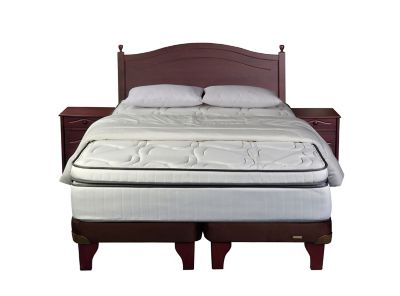 Cama Europea Flex Maximo Dresden 2 Plazas Base Dividida + Respaldo + 2 Veladores + Textil $579.990